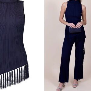 Cult Gaia Doja top and Maude knit pant in Evening Blue.   NWT